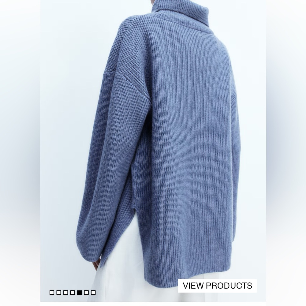 H&M Blue Ribbed Turtleneck Sweater - Picture 3 of 6